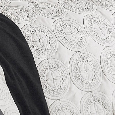 Elsie Gray and Black 7-Piece Queen Comforter Set
