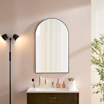 Grungis Rectangle Wall Mirror for Bathroom,Vanity Farmhouse Corner Hangs Mirror with Metal Framed Corner for Bedroom Living Room