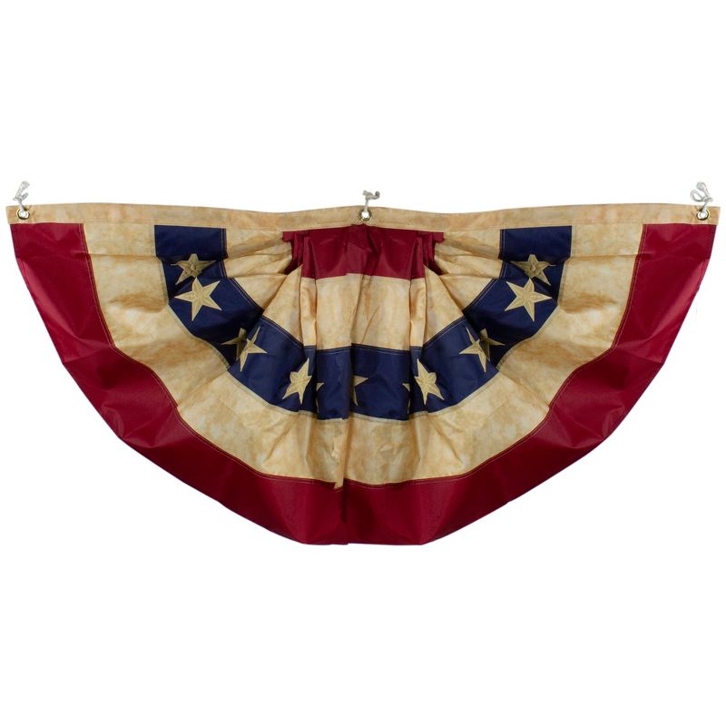 Northlight Patriotic Americana Tea-Stained Pleated Bunting Flag 48" x 24", 1 of 5