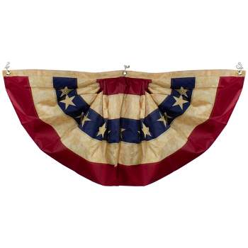 Northlight Patriotic Americana Tea-Stained Pleated Bunting Flag 48" x 24"