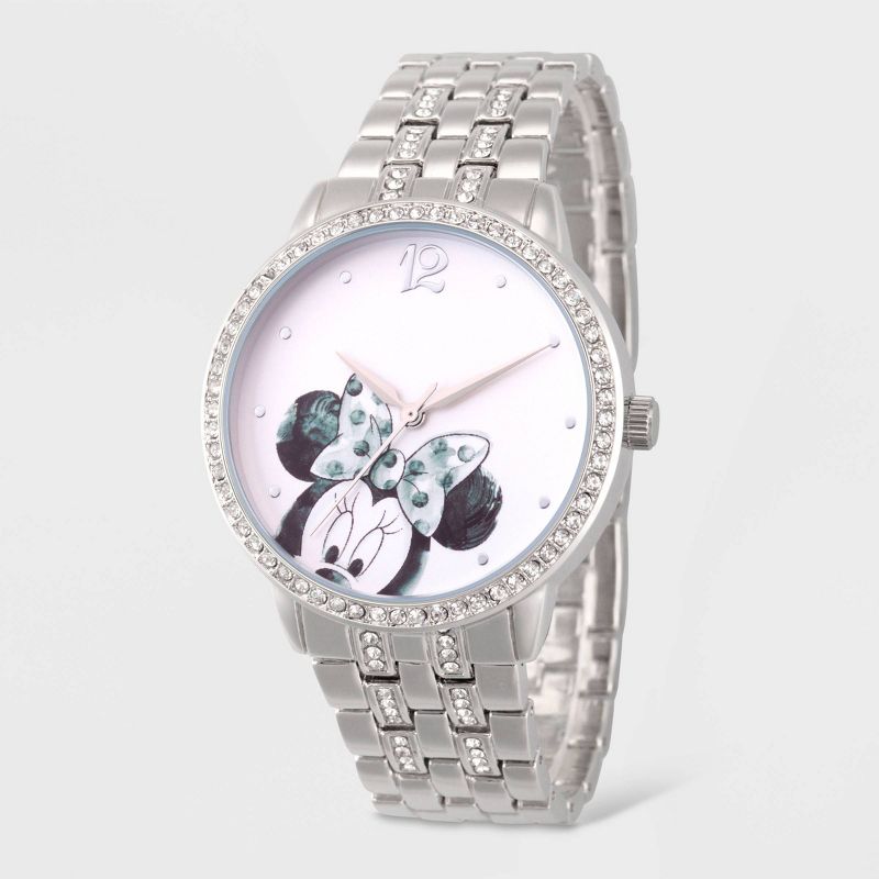 Women&#39;s Disney Minnie Mouse Glitz Bracelet Watch - Silver, 1 of 6