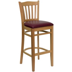 Emma and Oliver Vertical Slat Back Wooden Restaurant Dining Barstool - 1 of 4
