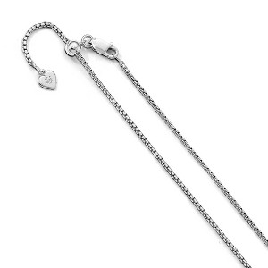 Black Bow Jewelry 1.5mm Rhodium Plated Sterling Silver Adj. Round Box Chain Necklace - 1 of 4