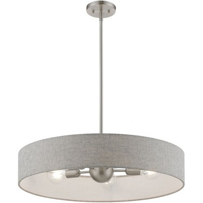 Elmhurst 26" Brushed Nickel & Shiny White 5-Light Drum Pendant