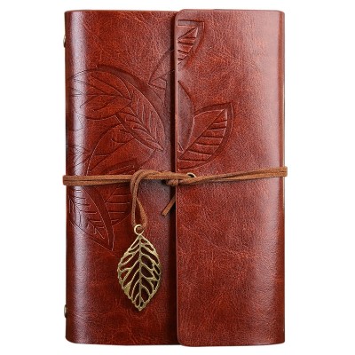 Creative Retro Autumn Leaves Pattern Loose-leaf Travel Diary Notebook, Size: 14.5x10.5cm (Brown)