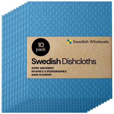 SIMPLYCASA Long Swedish Dishcloth Sponge Pack of 5, Eco-Friendly 100% Biodegradable Cellulose Sponge Cleaning Cloths, Kitchen Cloths