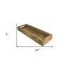 HomeRoots 24" Natural Reclaimed Wood Rustic Narrow Serving Tray With Handles - 3 of 4