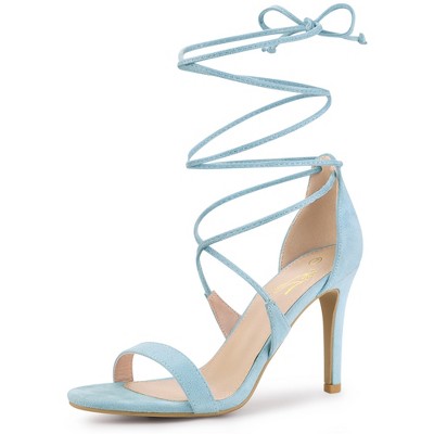Perphy Stiletto High Heels Lace Up Sandals For Women Sky Blue 6 : Target