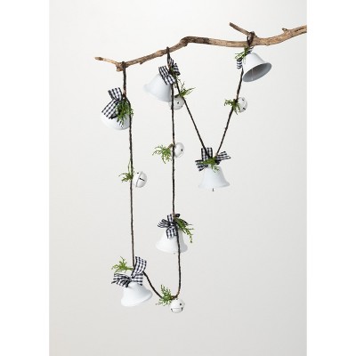 Sullivans 5' White Metal Bell Garland 60"L Black