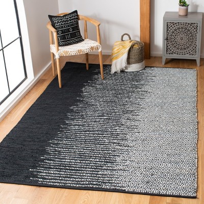 Handmade Round Black Cowhide 60" Area Rug