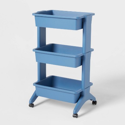 3 Tier Plastic Cart Shallow Blue - Brightroom&#8482;