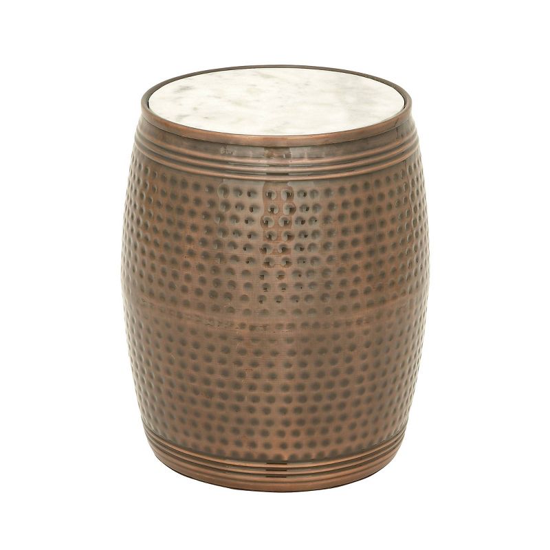 Farmhouse Drum Style Side Table Brown - Olivia &#38; May, 1 of 5