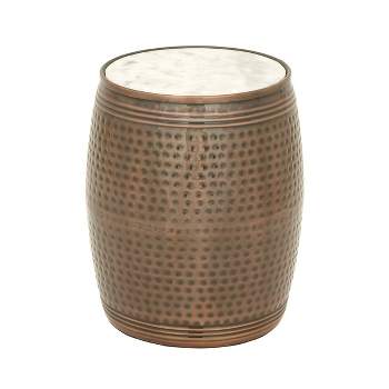 Farmhouse Drum Style Side Table Brown - Olivia & May