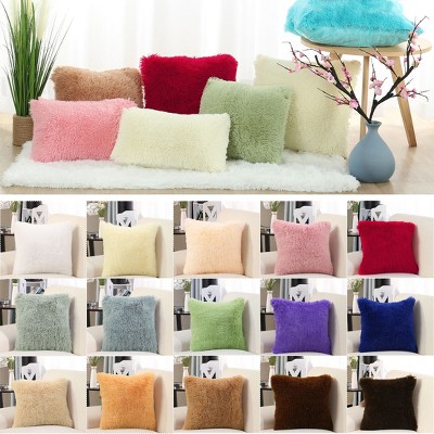 1 Pc 12" x 20" Polyester Fuzzy Decorative Pillow Cover Red - PiccoCasa