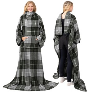 PAVILIA Fleece Wearable Blanket with Sleeves, Warm Cozy Soft Functional Lightweight Sleeved Throw Adults Men Women - 1 of 4