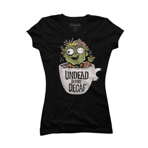 Junior's Design By Humans Undead and coffee By ppmid T-Shirt - 1 of 3