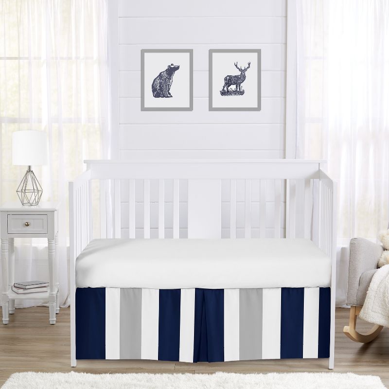 Sweet Jojo Designs Boy or Girl Gender Neutral Unisex Baby Crib Bed Skirt Stripe Blue and Grey, 3 of 5