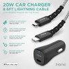 iHome 20W Type C Car Charger and 6ft Type C to Lightning Cable, MFi Certified, Ultra Durable Cord - 2 of 4