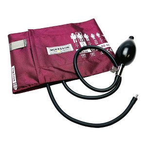 McKesson LUMEON Large Adult Cuff Arm Reusable Blood Pressure Cuff and Bulb 01-865-12XBDGM Red 1 per Box - 1 of 4