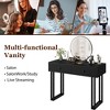 Vanity Makeup Desk with Round Mirror, 40" Small Modern Black Vanity Desk, Dressing Table with 2 Drawers, Girls Compact Vanity Desk for Bedroom - 4 of 4