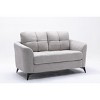 APRILSOUL Callie Loveseat, Gray Woven Fabric, Tufted Cushion, Pocket Coils, Black Metal Legs - 2 of 4
