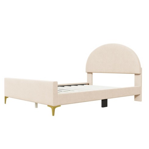 Full Size Platform Bed Frame With Semi-circle Shaped Upholstered Headboard, Metal Legs Modern Full Size Bed - image 1 of 4