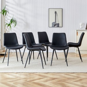 Homy Casa Set of 6 Black Faux Leather Dining Chairs with Metal Legs for Kitchen or Dining Room - 1 of 4
