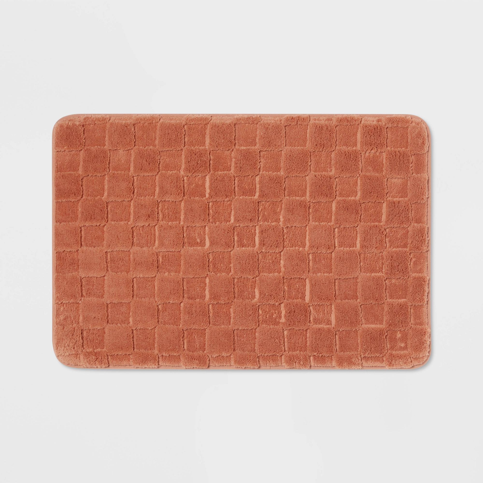 20"x30" Everyday Checked Cushion Bath Rug Copper - Room Essentials™