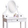 FURNIinspire Vanity Tables Modern Dressing Table Makeup Vanity Desk Set with Stool, Large Drawer Storage for Bedroom, White, 30"*15.75"*52.5" - 4 of 4