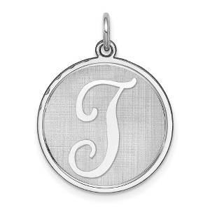 Black Bow Jewelry Sterling Silver, Makayla Collection, 20mm Disc Initial T Pendant - 1 of 4