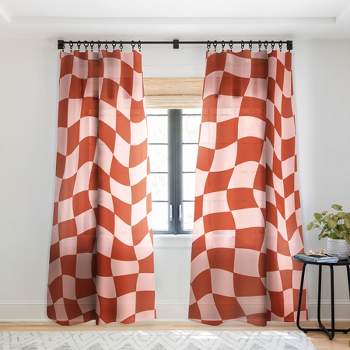 MariaMariaCreative Play Checkers Blush Single Panel Sheer Window Curtain - Deny Designs