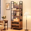 Industrial Bookcase with 4 Tiers Open Storage Shelves Rustic Bookshelves - 3 of 4