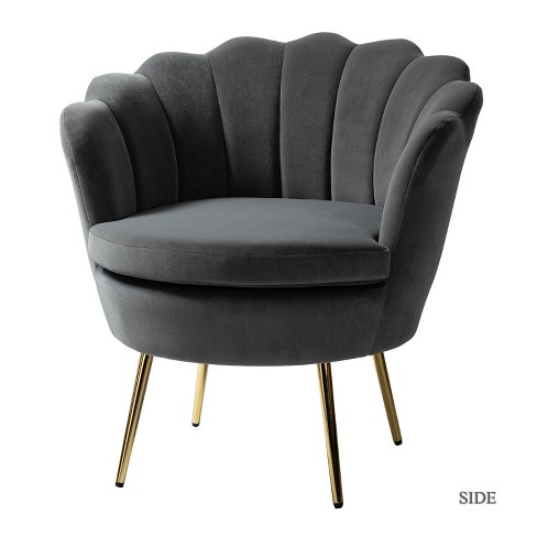 Yves Living Room Accent Chair Comfy Barrel Chair With Golden Metal Legs ...