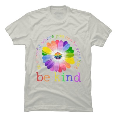 Men's Design By Humans In A World Where You Can Be Anything Be Kind Lgbt By DragonTee T-Shirt - Silver - X Large