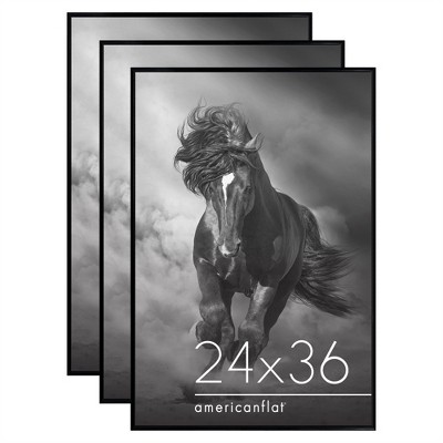 Americanflat 3 Pack Lightweight Snap Frame, Front Loading Picture Frame Set - Black Picture Frames