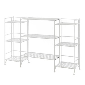 Breighton Home 32.5" Xtra Storage 3 Tier Folding Metal Shelves with Set of 3 Extension Shelves in White - 1 of 4