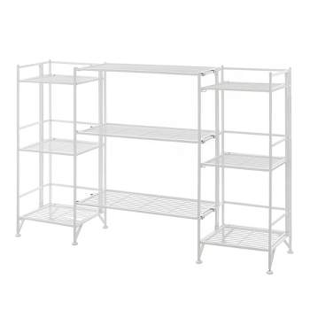 Breighton Home 32.5" Extra Storage 3 Tier Folding Metal Shelves with Set of 3 Extension Shelves White