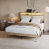 Queen Bed Frame with Headboard Upholstered Corduroy Bedframe with LED Lights and Charging Station Frame with Storage Shelf and Under Bed Storage - 2 of 4