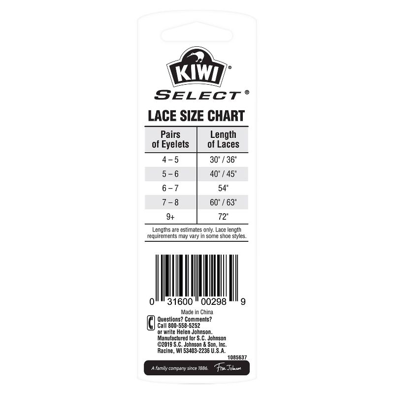 KIWI Select Sport Oval Laces - Black 45in, 3 of 6