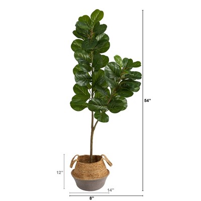 Boho Chic 63" Fiddle Leaf Fig Silk Tree with Cotton Jute Planter