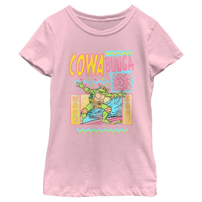 Girl's Teenage Mutant Ninja Turtles Distressed Wave Zone Michelangelo T-Shirt, 1 of 5