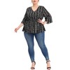 Agnes Orinda Women's Plus Size V Neck 3/4 Sleeve Boho Striped Peplum Babydoll Blouses - 2 of 4