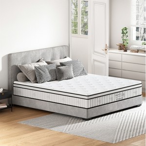 RISOKEYS Queen Size Mattress - 12 Inch Hybrid Mattress, Individually Pocketed Innerspring, Medium Firm, Mattress in a Box - 1 of 4
