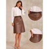 INSPIRE CHIC Women's Faux Leather Belt Vintage Pencil Skirt A-Line High Waist Midi Skirts - image 2 of 4