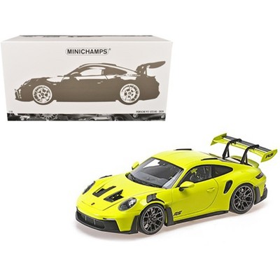 2024 Porsche 911 GT3 RS Acid Green with Carbon Top and Hood Stripes Ltd Ed to 400 pieces 1/18 Diecast Model Car by Minichamps