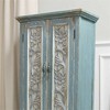 Vintage Distressed Blue & White Floral Carved Two-Door Wardrobe ¡ª Rustic Elegant Storage for Bedroom Living Entryway - 2 of 4