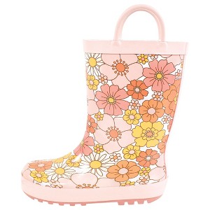 Hudson Baby Infant Girl Rain Boots, Peace Love And Flowers - 1 of 4