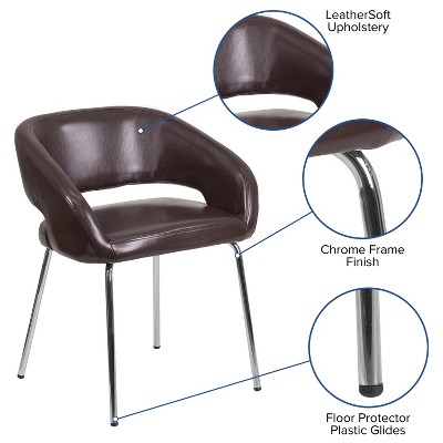 Fusion Series Contemporary Brown LeatherSoft Side Chair with Chrome Legs