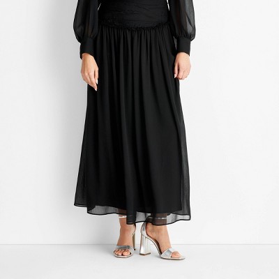 Women's Crinkle Maxi Skirt - Future Collective Black 0