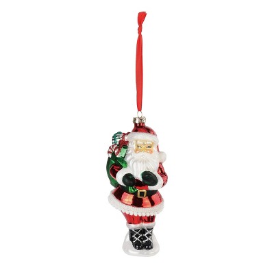 DEMDACO Winking Santa Blown Glass Ornament Red